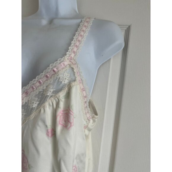 Vtg 1980's Gilead Peignoir Set Nightgown (S) and Robe (M) Beige Pink Roses Lace - Picture 7 of 10